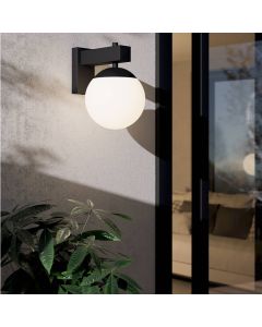 Zwarte moderne buitenlamp glas, Boris, IP44