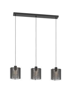 Zwarte industriële hanglamp hout, Randy