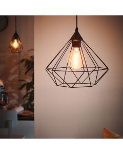 Zwarte industriële hanglamp metaal, Costel