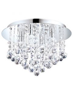 Chromen design plafondlamp kristal, Almedina, IP44