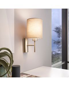 Taupe moderne wandlamp stof, Abano, met schakelaar