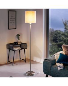 Taupe moderne vloerlamp stof, Abano, met schakelaar