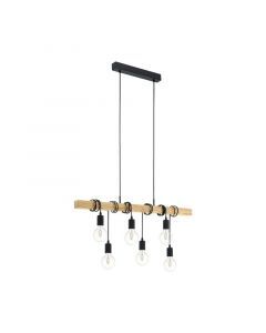 Houten balk hanglamp zwart, Anton