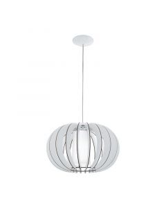 Witte landelijke hanglamp hout, Kiran, 40 cm