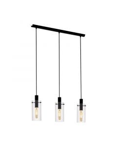 Zwarte moderne hanglamp glas, Jovanni