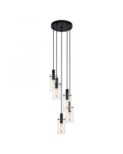 Zwarte moderne hanglamp glas, Jovanni