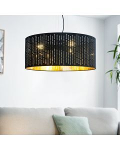 Zwarte moderne hanglamp stof, Yori