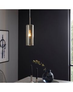 Nikkelen design hanglamp glas, Tino