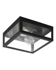 Zwarte moderne badkamer plafondlamp glas, Amadou, IP44