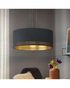 Zwarte moderne hanglamp stof, Niko