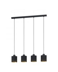 Zwarte moderne hanglamp stof, Niko