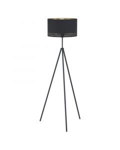 Zwarte moderne driepoot vloerlamp, Niko, staal