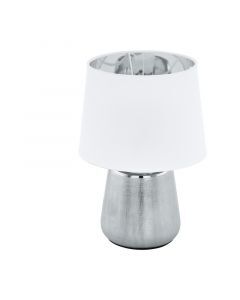 Keramische tafellamp zilver, Elvin, met schakelaar