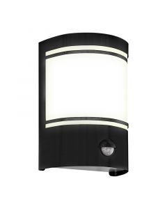 Zwarte moderne buiten wandlamp met bewegingssensor staal, Elyana, IP44