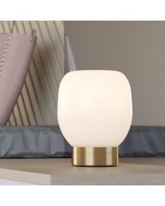 Witte design tafellamp glas, Jeannine, met schakelaar