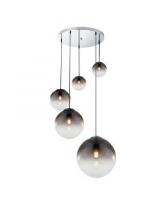 Design eettafel hanglamp Novia, chroom, glas