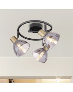 Gouden plafondspot Arthur, glas, modern