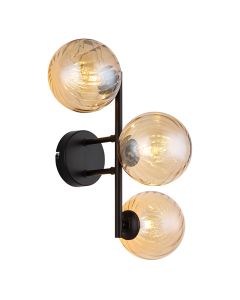 Amberkleurige retro wandlamp glas, Ozan