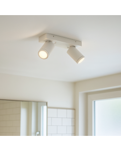 Witte badkamer plafondspot Kenan, 2L, IP44