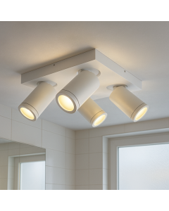 Witte badkamer plafondspot Kenan, 4L, IP44