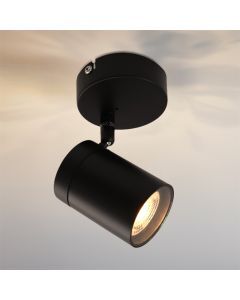 Zwarte plafondspot Ciara, aluminium, modern, IP44