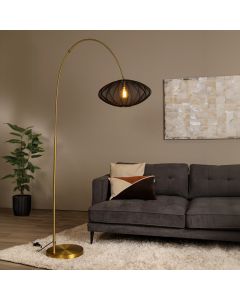 Zwarte vloerlamp modern, Corina, met schakelaar