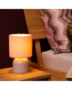 Roze tafellamp vintage, Woolly, met schakelaar