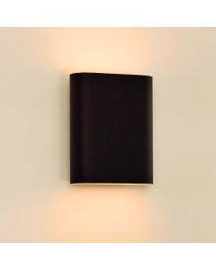 Zwarte up down wandlamp modern, Ovalis