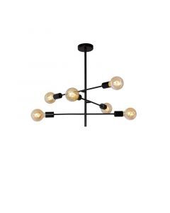 Moderne plafondlamp Lester, Zwart en Nikkel