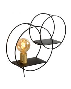 Zwarte retro wandlamp, Circle, metaal