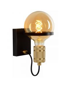 Zwarte wandlamp Ottelien, staal