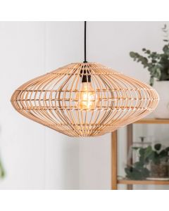 Houten landelijke hanglamp, Magali, rotan