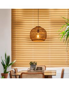 Gele hanglamp Moloko, rotan