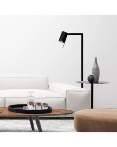Zwarte moderne staande leeslamp, Lesley, metaal