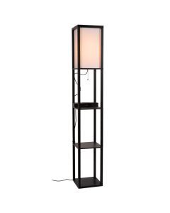 Zwarte vloerlamp modern, Menno, met trekschakelaar