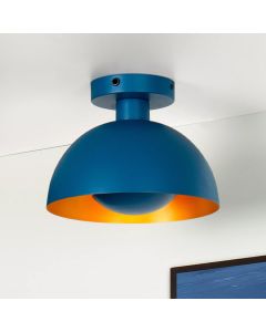 Blauwe moderne plafonniere, Siemon, metaal
