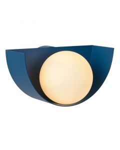Blauwe retro wandlamp, Benni, glas