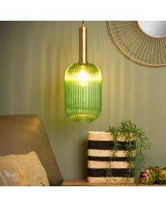 Groene hanglamp Maloto, glas