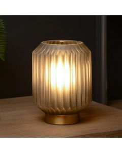 Grijze tafellamp Sueno, glas