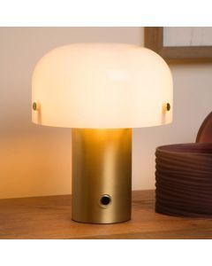 Gouden tafellamp Timon, glas