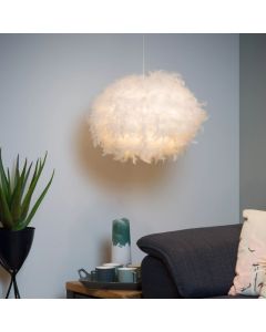 Trendy veren hanglamp Goosy, wit