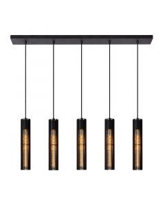 Zwarte moderne hanglamp, Lionel, metaal