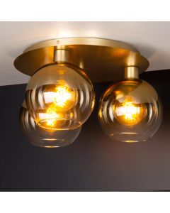 Gouden retro plafonniere, Marius, glas