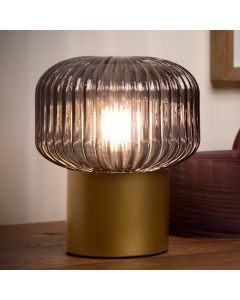Gouden tafellamp Jany, glas