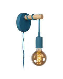 Blauwe wandlamp Paulien, metaal