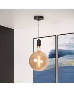 Zwarte klassieke hanglamp, Jova, metaal