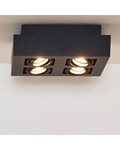 Zwarte dim to warm plafondspot Xirax, incl. 4x 5w GU10