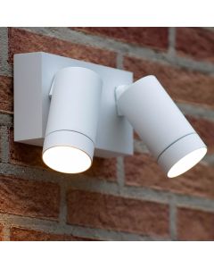Witte buitenlamp met bewegingssensor Taylor, aluminium