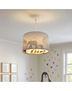 Grijze dieren hanglamp Safari, Binnenzijde doorschijnend