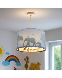 Blauwe dieren hanglamp Safari, Binnenzijde doorschijnend